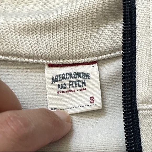Abercrombie & Fitch Jacket full zip sporty womens Cream (small) athleisure retro - Picture 2 of 6